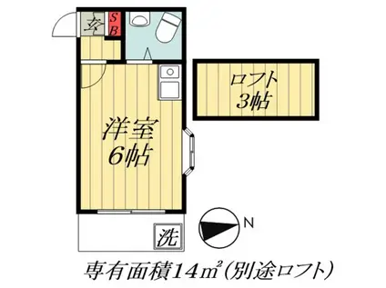コスモ船橋(ワンルーム/1階)の間取り写真