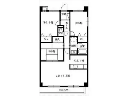グランハート(3LDK/2階)の間取り写真