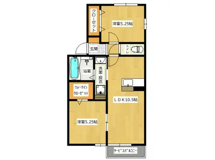 ヒルズ堀割(2LDK/2階)の間取り写真