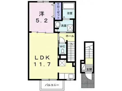 ル・グラン高松I(1LDK/2階)の間取り写真