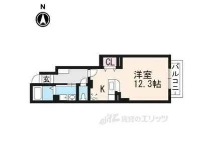 カーサ・フィオーレ(1K/1階)の間取り写真