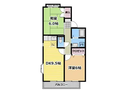 光が丘リリータウンD棟(2DK/1階)の間取り写真