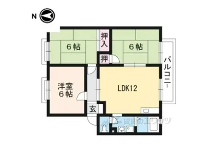 パークヒル枚方C(3LDK/1階)の間取り写真