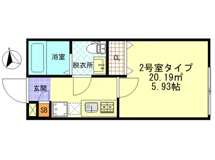 CFジオーレ358(1K/1階)の間取り写真