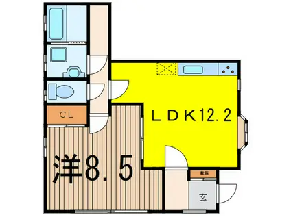 ハートフルハウス(1LDK/1階)の間取り写真