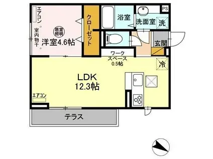 AXIS南流山(1LDK/1階)の間取り写真