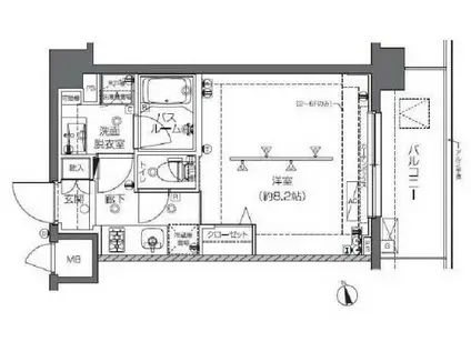 ZOOM中野(1K/4階)の間取り写真