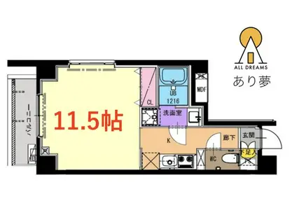 クレサール横中(1K/1階)の間取り写真