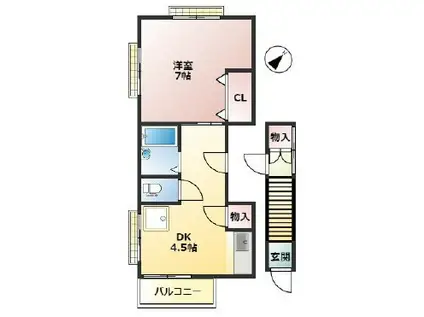 エポックタナカ(1DK/2階)の間取り写真