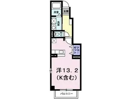 モンドミュール(ワンルーム/1階)の間取り写真