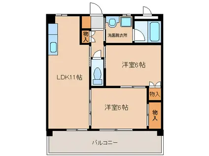 アルフェラッツ城北(2LDK/3階)の間取り写真