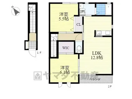 パルティールA棟(2LDK/2階)の間取り写真