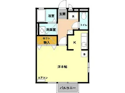 アムールA(1K/1階)の間取り写真