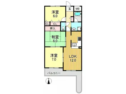 サンシティ摂陽Ⅱ(3LDK/9階)の間取り写真