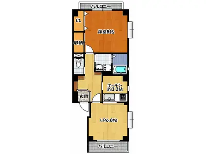 コランダムイノマタ(1LDK/2階)の間取り写真