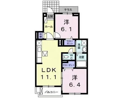 カームリ-(2LDK/1階)の間取り写真