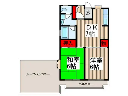 ＪＲ埼京線 中浦和駅 徒歩7分 5階建 築36年(2DK/5階)の間取り写真