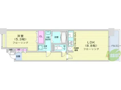 ザ・センタータウンズパラッシオ小田原参番館(1LDK/4階)の間取り写真