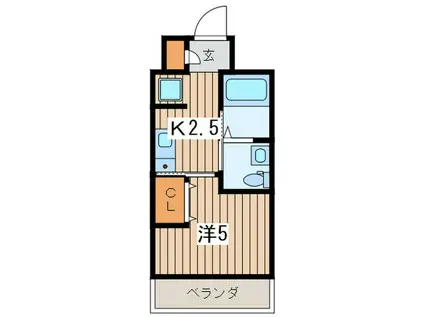 ヴァンテベール(1K/3階)の間取り写真