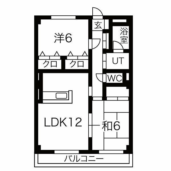 ハツミマンションB(2LDK/1階)の間取り写真