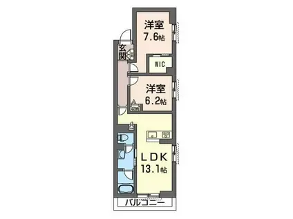 ディアコート宮崎台B(2LDK/3階)の間取り写真