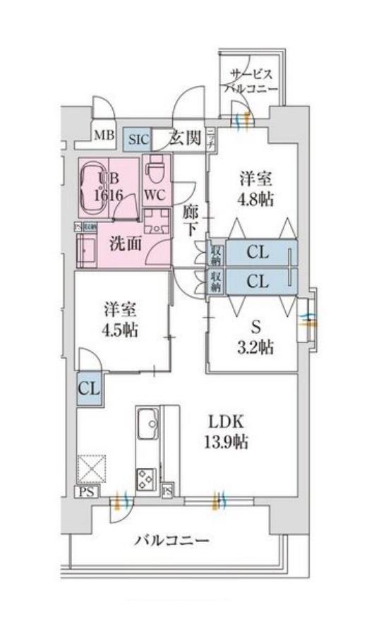 スプランディッド難波VII(2SLDK/11階)の間取り写真