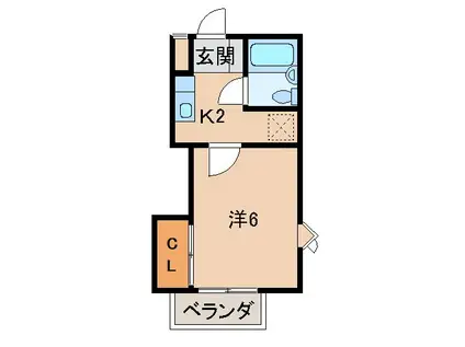 メゾンフェリス栄谷(1K/2階)の間取り写真