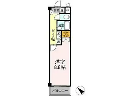 タイムD1(1K/4階)の間取り写真