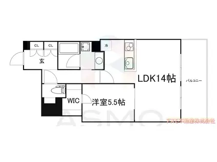 RJR堺筋本町タワー(1LDK/12階)の間取り写真