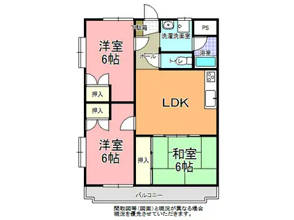 ジョイフルハイツ(3LDK/2階)の間取り写真