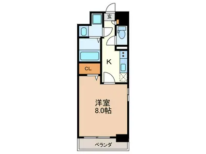 ヴィッラアプリーレ西新南(1K/4階)の間取り写真