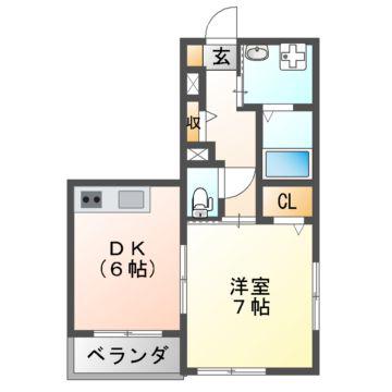 グレイスコート(1DK/1階)の間取り写真