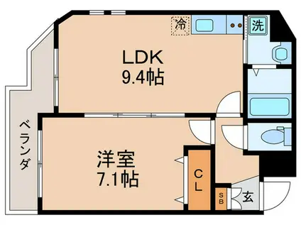 ネクスト大山(1LDK/4階)の間取り写真