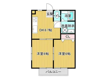ドリームハウス古館A(2DK/2階)の間取り写真