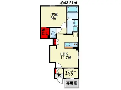 メゾンMB(1LDK/1階)の間取り写真