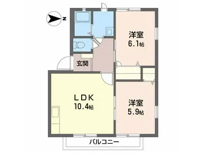 フローラ桜ヶ丘(2LDK/2階)の間取り写真