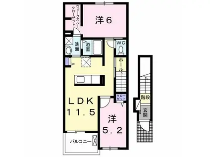 クラール ハウス(2LDK/2階)の間取り写真