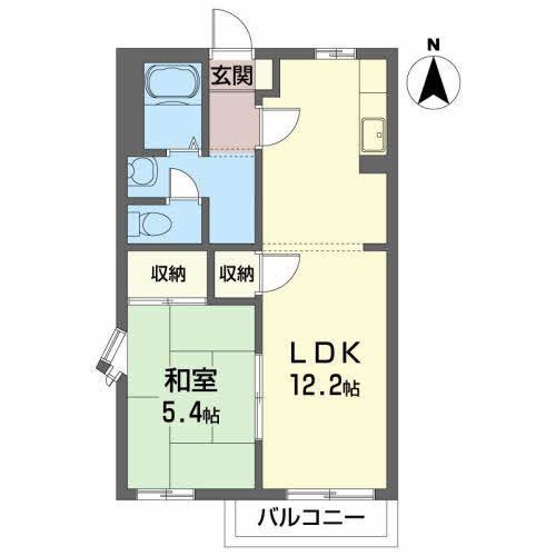はぴねすB棟(1LDK/1階)の間取り写真