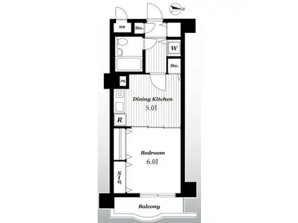 ライオンズプラザ日暮里(1DK/3階)の間取り写真