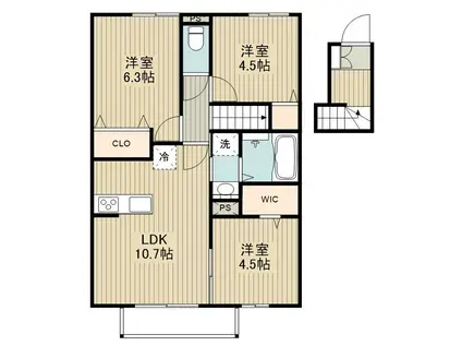 小金井パークフロント(3LDK/2階)の間取り写真