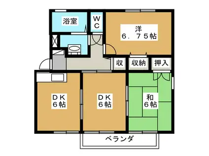 カーサグランデA棟(3DK/1階)の間取り写真