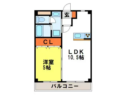 プロバンス古川(1LDK/3階)の間取り写真