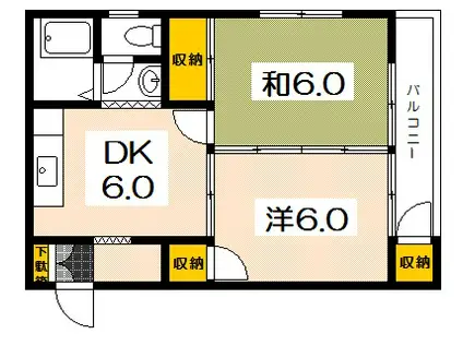 ドミールアサヒ(2DK/1階)の間取り写真
