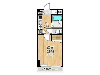 ベルコートII美しが丘(1K/1階)の間取り写真