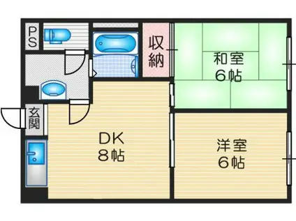 フォアール今津北(2DK/3階)の間取り写真