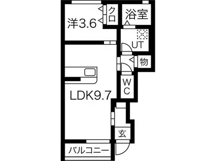 BEL POSTO 星が丘 B棟(1LDK/1階)の間取り写真