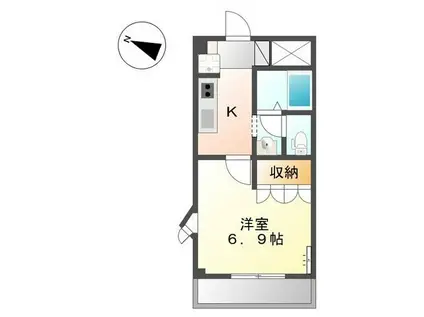 ポートM(1K/2階)の間取り写真