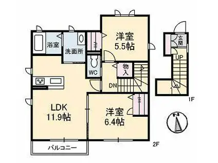 ミサージュ(2LDK/2階)の間取り写真