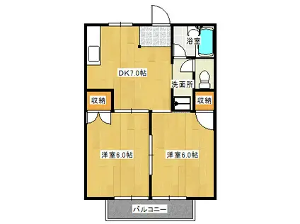 サマックスエトワールB(2DK/2階)の間取り写真