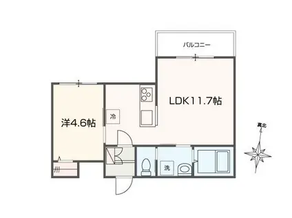 MELLAS座間(1LDK/3階)の間取り写真